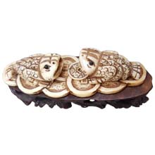 OX BONE CARVED COUPLE GOLD TOAD
